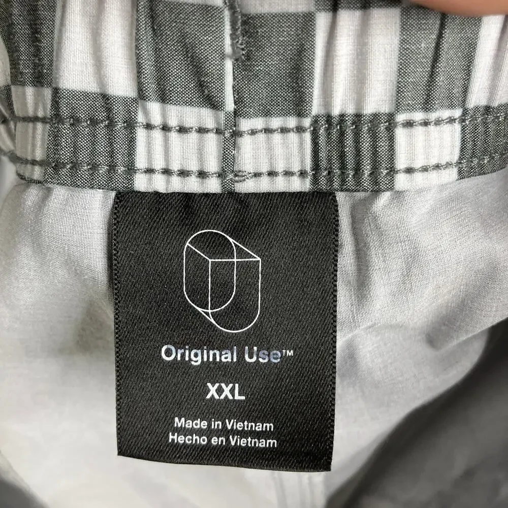 Original Use Swim‎ Shorts Mens XXL Gray Checkered Waist Quick Dry Beach